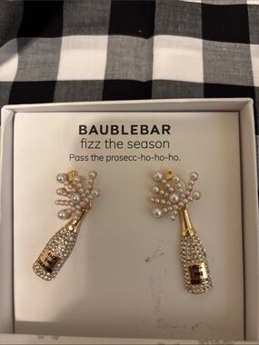 BaubleBar Gold Pearl & Crystal Champagne Bottle Earrings